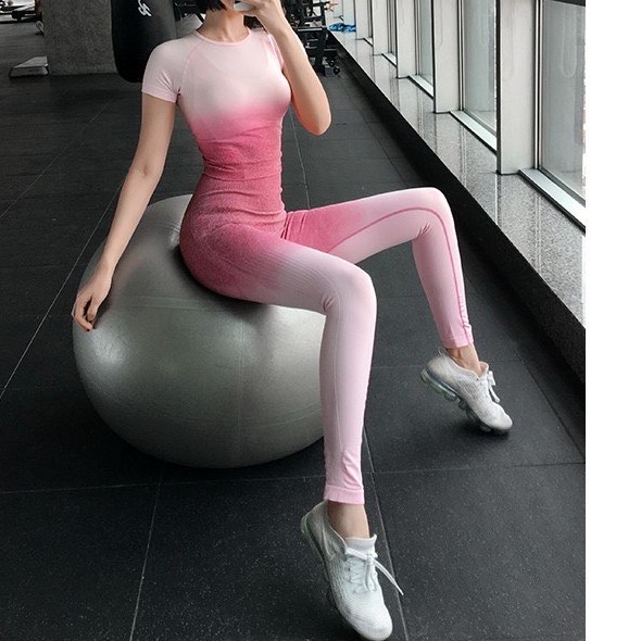 Set đồ tập gym, tập yoga, tập aerobic dệt loang ombre siêu đẹp PL95