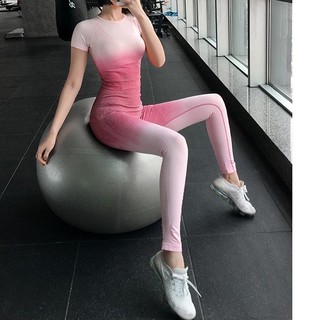 Set đồ tập gym, tập yoga, tập aerobic dệt loang ombre siêu đẹp PL95