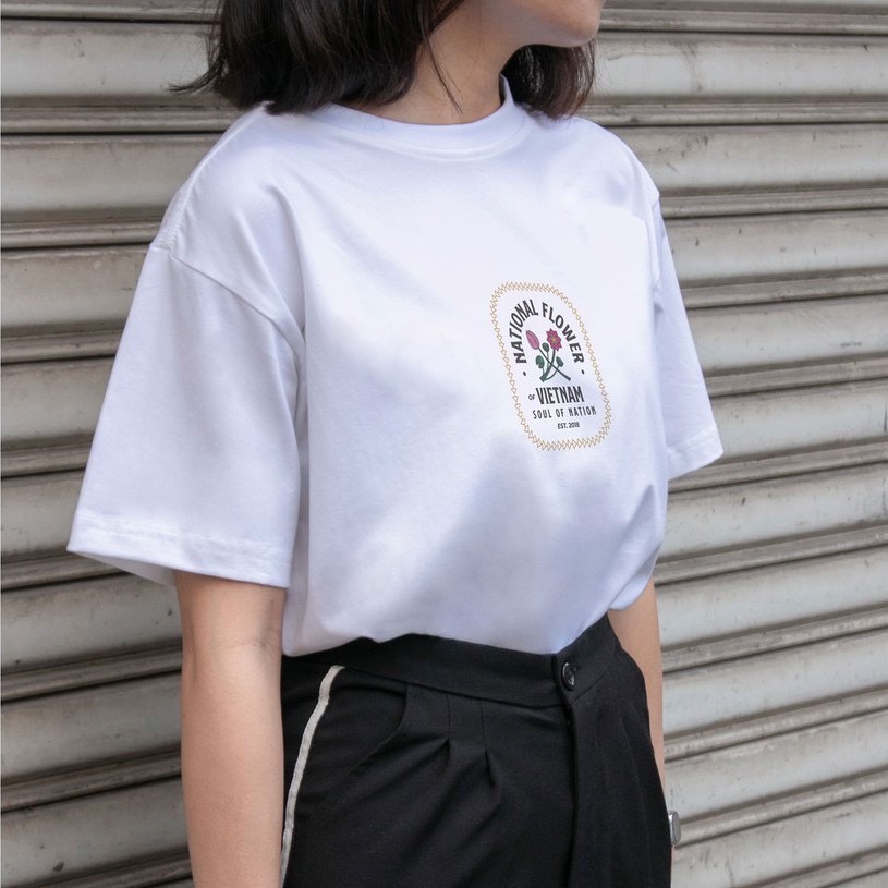 Áo thun unisex In thủ công cao cấp hình HOA SEN (LOTUS) form basic 100% cotton premium SOUL OF A NATION