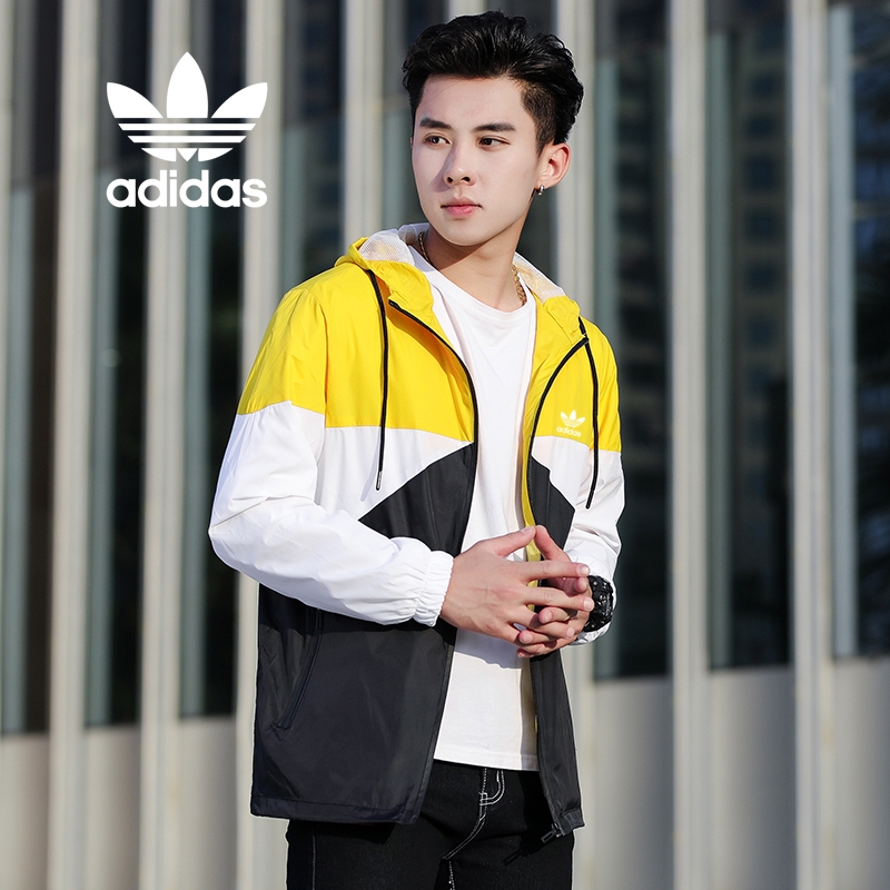 Adidas Clover Jacket Men Trends Stitching Jacket Youth Casual Outerwear Sports Clothing Male