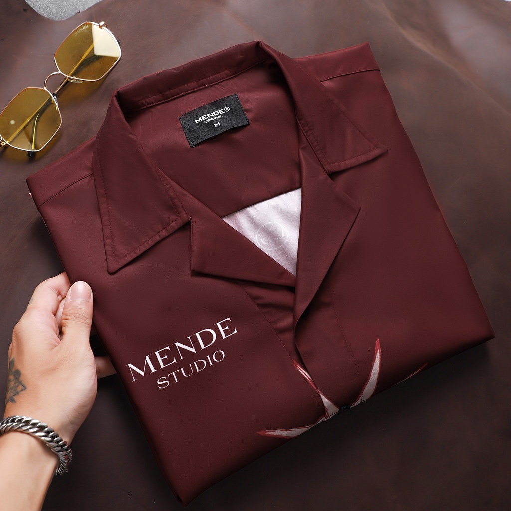 MENDE - Libartas Shirt Đỏ - Áo sơ mi nam tay ngắn vải lụa