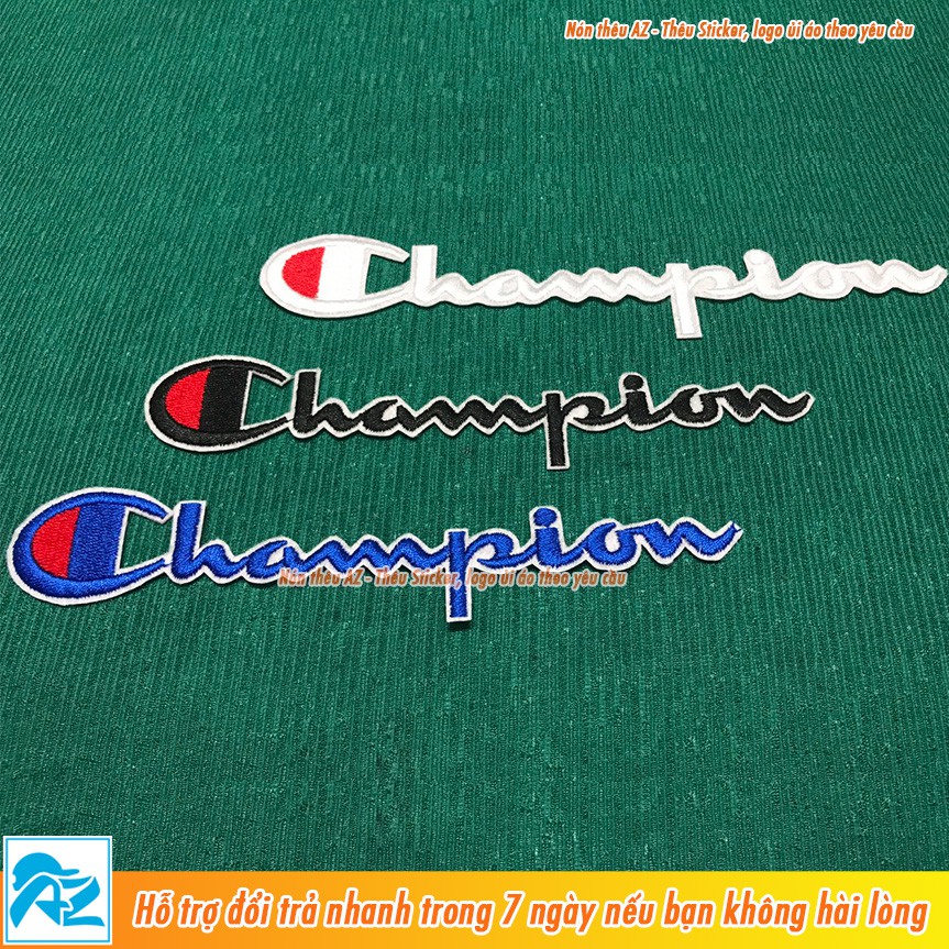 Patch ủi thêu logo Champion size lớn 17cm và 19cm - Sticker Logo S49