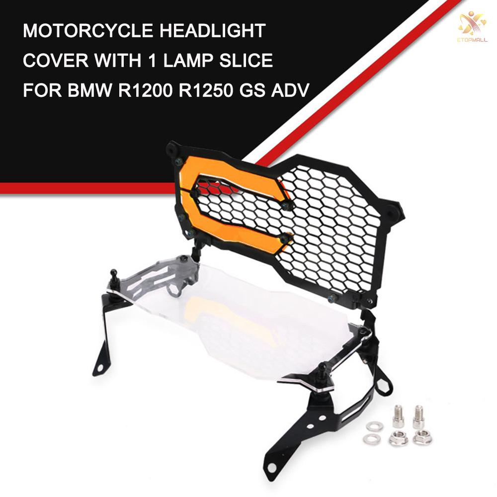 ET Motorcycle Headlight Headlamp Guard Protective Grill Cover with 1 Lamp Slice Replacement for BMW R1200 R1250 GS ADV