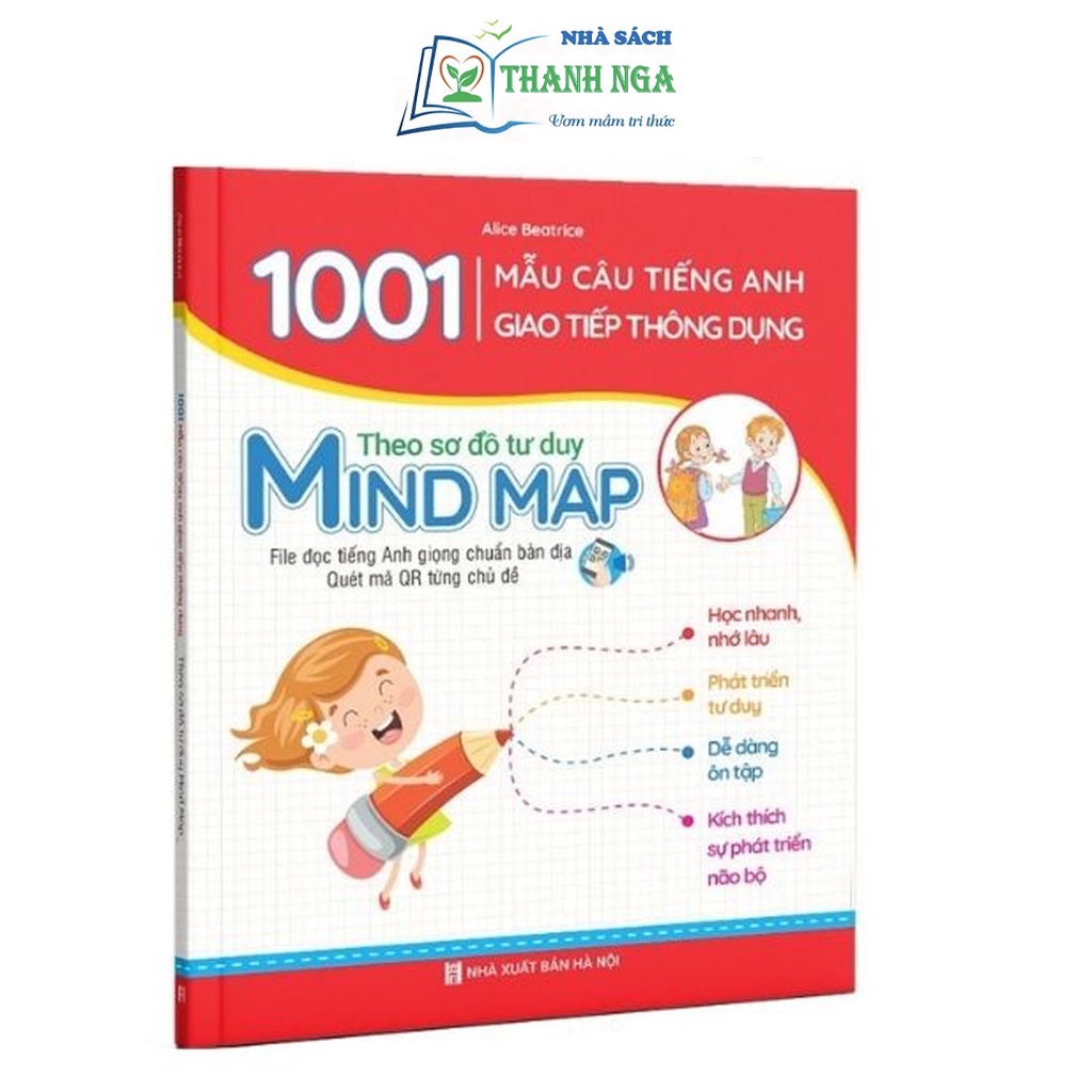 Sách - 1001 Mẫu Câu Tiếng Anh Giao Tiếp Thông Dụng - Theo Sơ Đồ Tư Duy Mind Map (Dành Cho Trẻ Em) - Có File Đọc