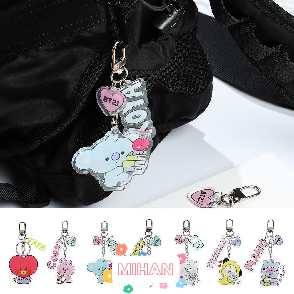 MIHAN1 CHIMMY BT21 Keyring Acrylic Bag Pendant BTS KeyChain New Accessories TATA COOKY RJ Key Holder Kpop Fashion