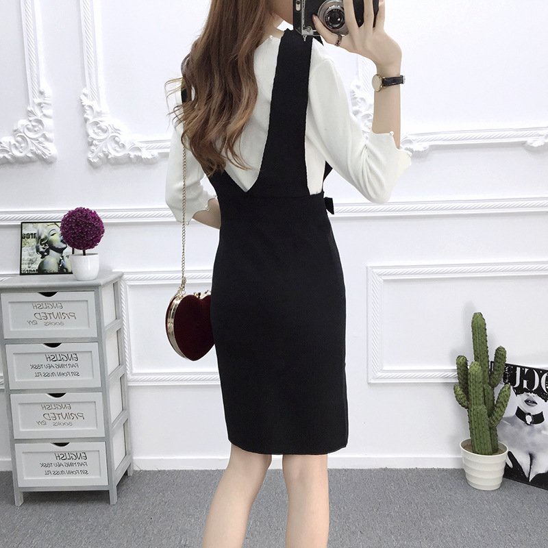 Đầm len nữ , đầm yếm ôm body phối cúc xinh xắn AL103