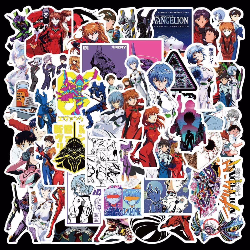 Miếng Dán Pvc Chống Thấm Nước Họa Tiết Anime Evangelion Dùng Trang Trí Vali / Laptop