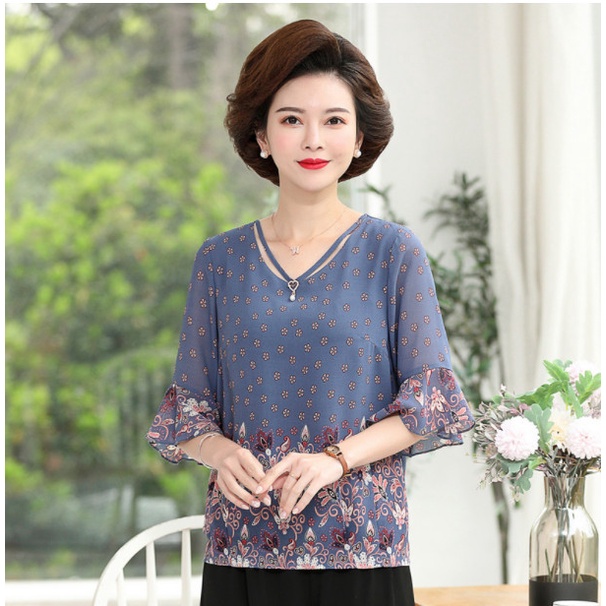 (HÀNG SẴN) Áo Kiểu Nữ Trung Niên Mềm Đẹp SM83 - Hàng Quảng Châu Cao Cấp