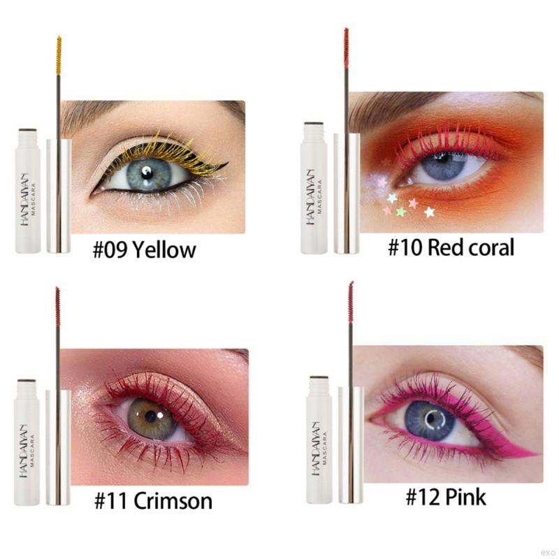 Mascara chải lông mi dạng lỏng 12 màu sắc tùy chọn lâu trôi chống thấm nước không bị nhòe