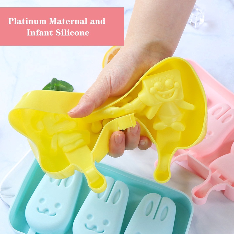 Khuôn Silicone Làm Kem Que 6 Kiểu Dáng Dễ Thương
