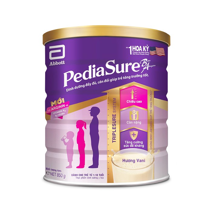 [Tặng balo Pediasure] Sữa bột Pediasure hương vani 850g/lon