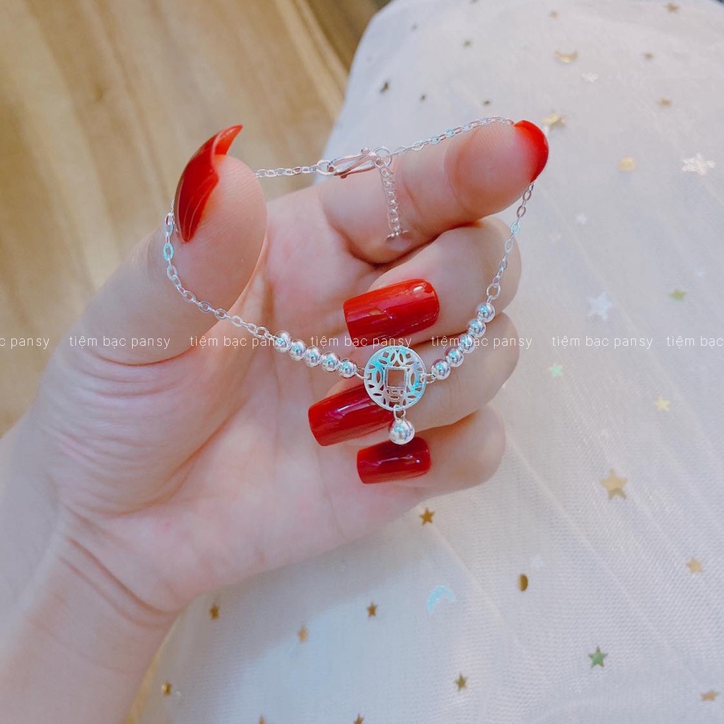 Lắc tay kim tiền PANSY bằng bạc, vòng tay bạc ta thật xinh xắn