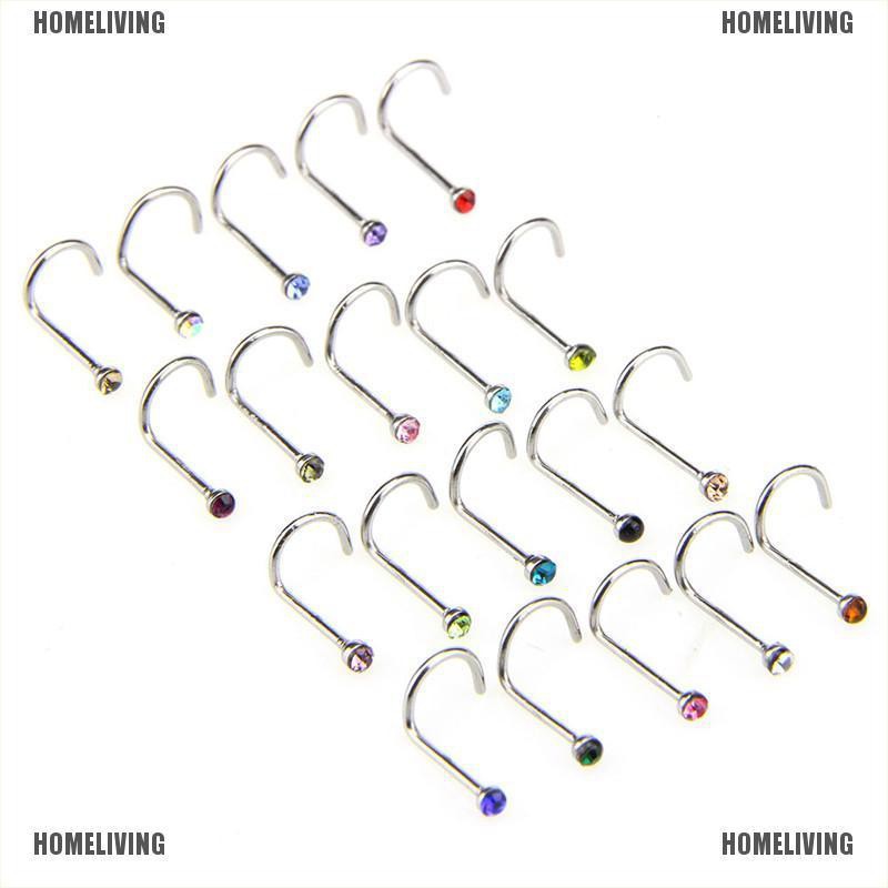 Set 20 Khuyên Mũi Bằng Thép Không Gỉ Đính Đá Cá Tính