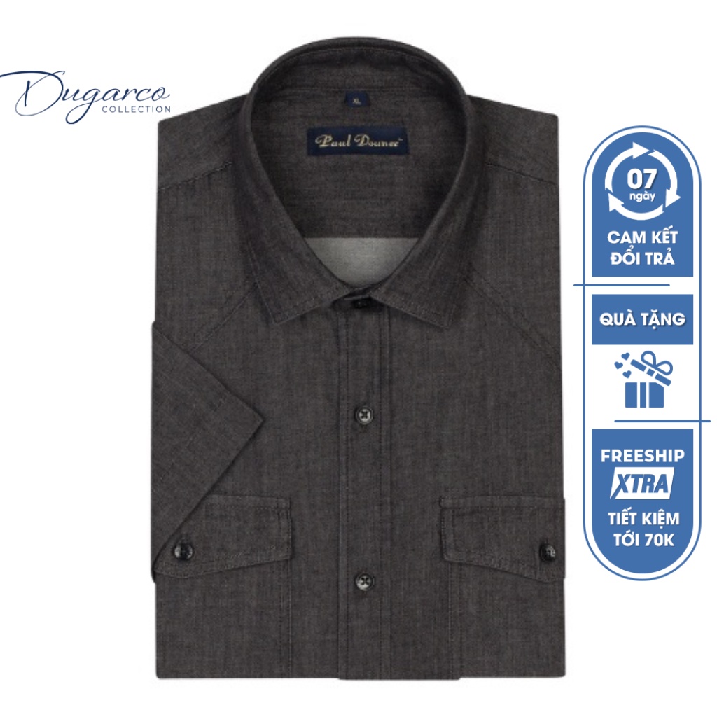 Áo sơ mi DUGARCO nam ngắn tay trơn dáng Regular fit, chất liệu cotton cao cấp 91SMS41046