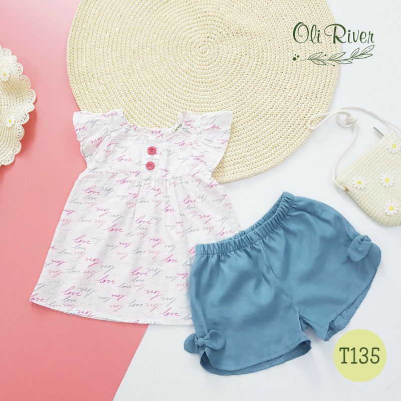(10 tuổi) Bộ bé gái cánh tiên Oli River cực xinh, chất siêu mềm mát (T135)