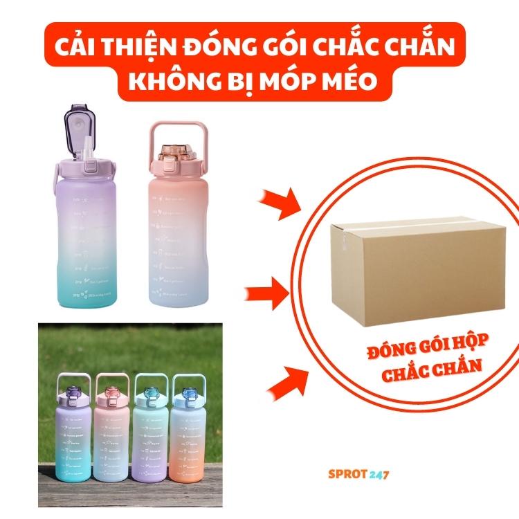 Bình Nước 2 Lít Cute Chia Vạch Nhắc Nhở Và Có Vòi Tập Gym Thể Thao