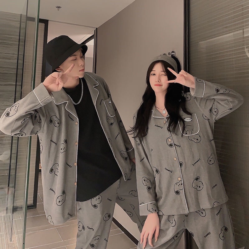 Bộ đồ ngủ nam nữ chú chó Snoopy chất cotton xịn loại 1 siêu thoáng và thoải mái