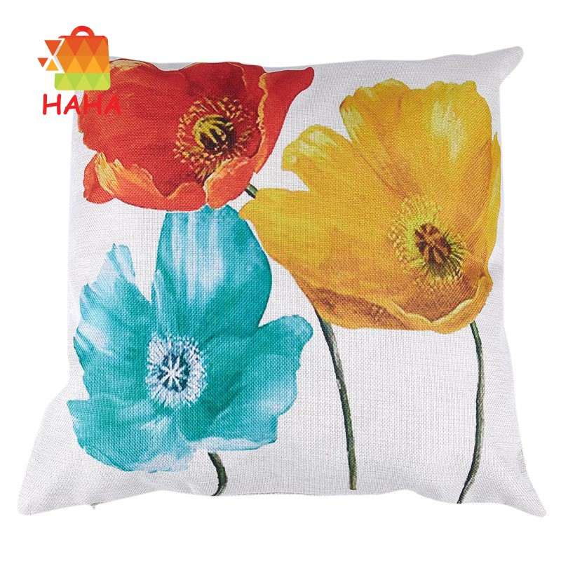 Vỏ Gối Vuông 45x45cm Họa Tiết Hoa Anh Túc