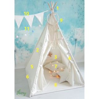 Lều vải cho bé vải cotton 100% gỗ tự nhiên an toàn cho trẻ (3)