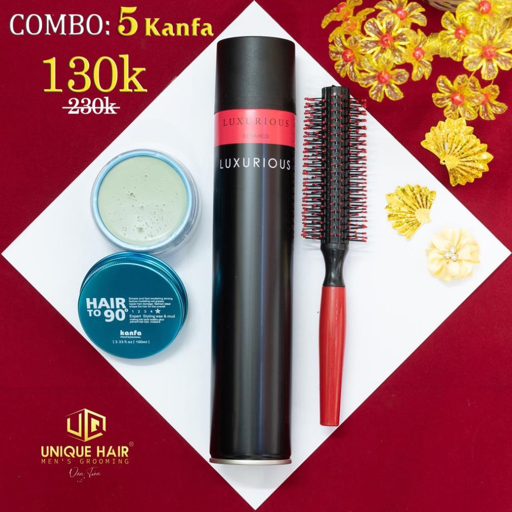 [ Chính Hãng Store ] Combo Sáp Vuốt Tóc Kanfa to90 + Gôm Luxurious + Tặng lược Chaobao ( hoặc kính thời trang )