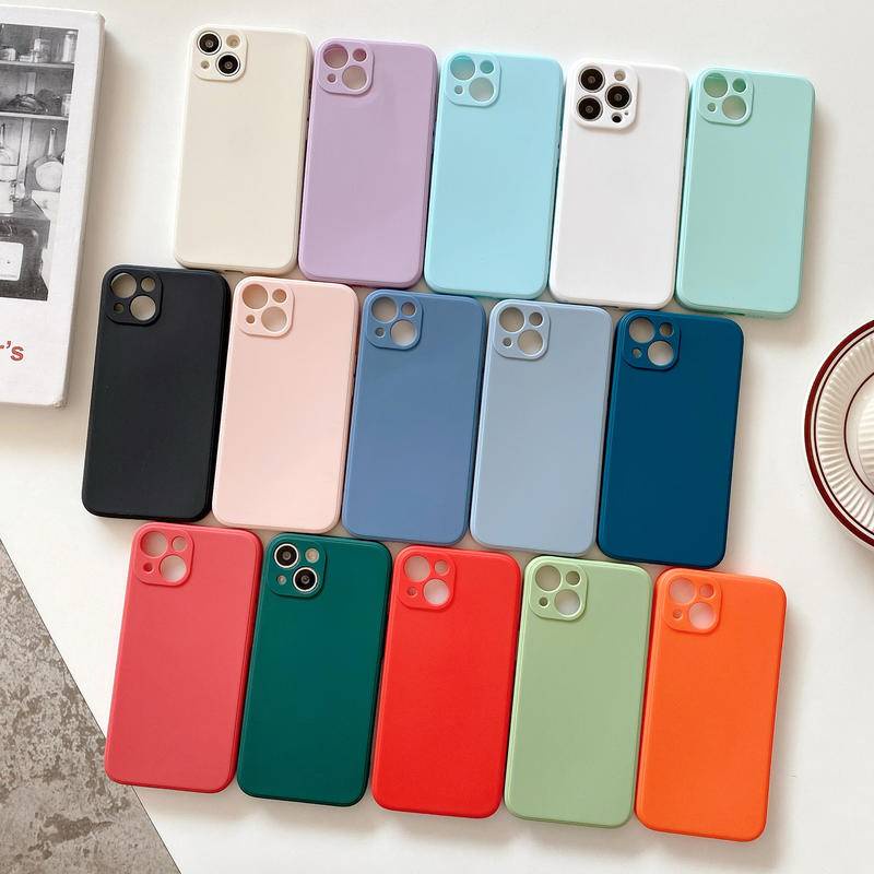 Ốp Điện Thoại TPU Silicone Mềm Màu Trơn Cho iPhone 13 14 Pro Max Plus iPhone14 iPhone13