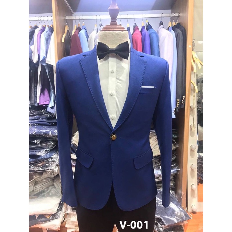 Bộ vest nam,Aó vest nam thời trang ,bộ suit màu xanh coban cao cấp lịch lãm cho phái mạnh, com lê blaze