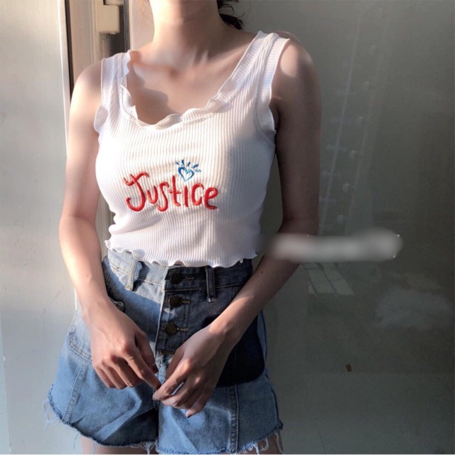 Áo croptop thêu Justice