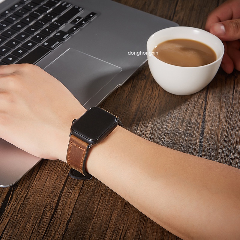 Dây Đeo Bằng Da Cho Đồng Hồ Thông Minh Apple Watch 40/44/41/45mm for iWatch Series 7 6 5 4 SE