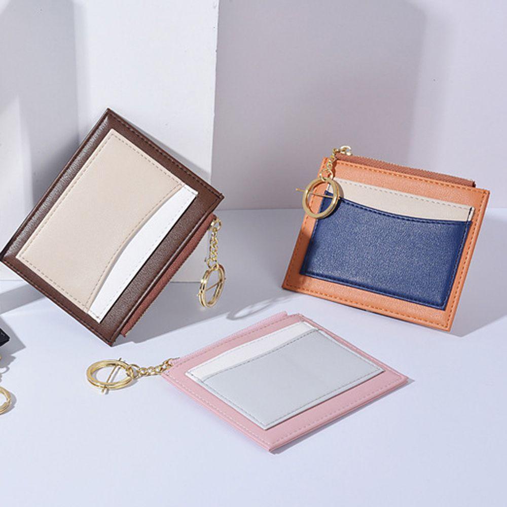 Qqmall Ví Da PU Dáng Ngắn Đựng Thẻ Tín Dụng Thẻ Tín Dụng Có Khóa Kéo Nhiều Màu Sắc Sáng Tạo Dành Cho Nữ
