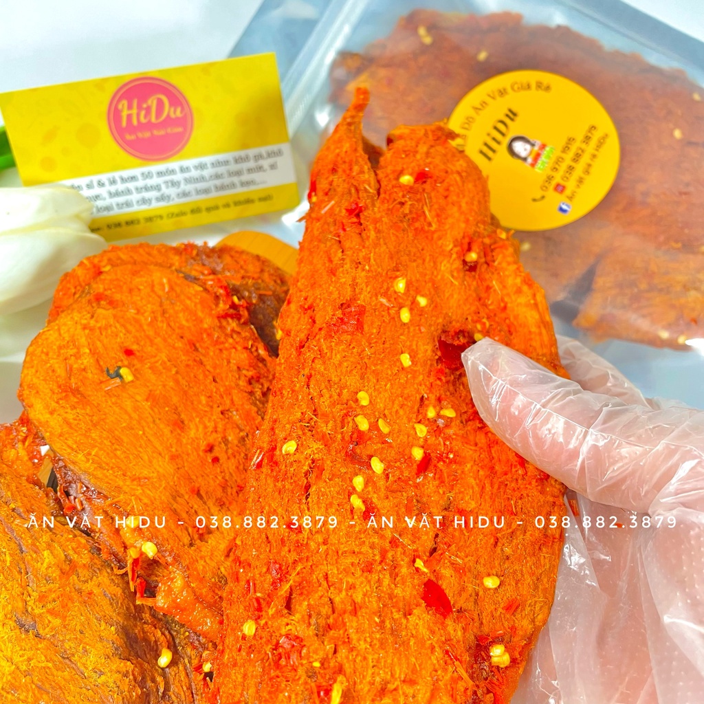 500gr Khô bò miếng mềm hồng ngự cay Ăn vặt HiDu | BigBuy360 - bigbuy360.vn