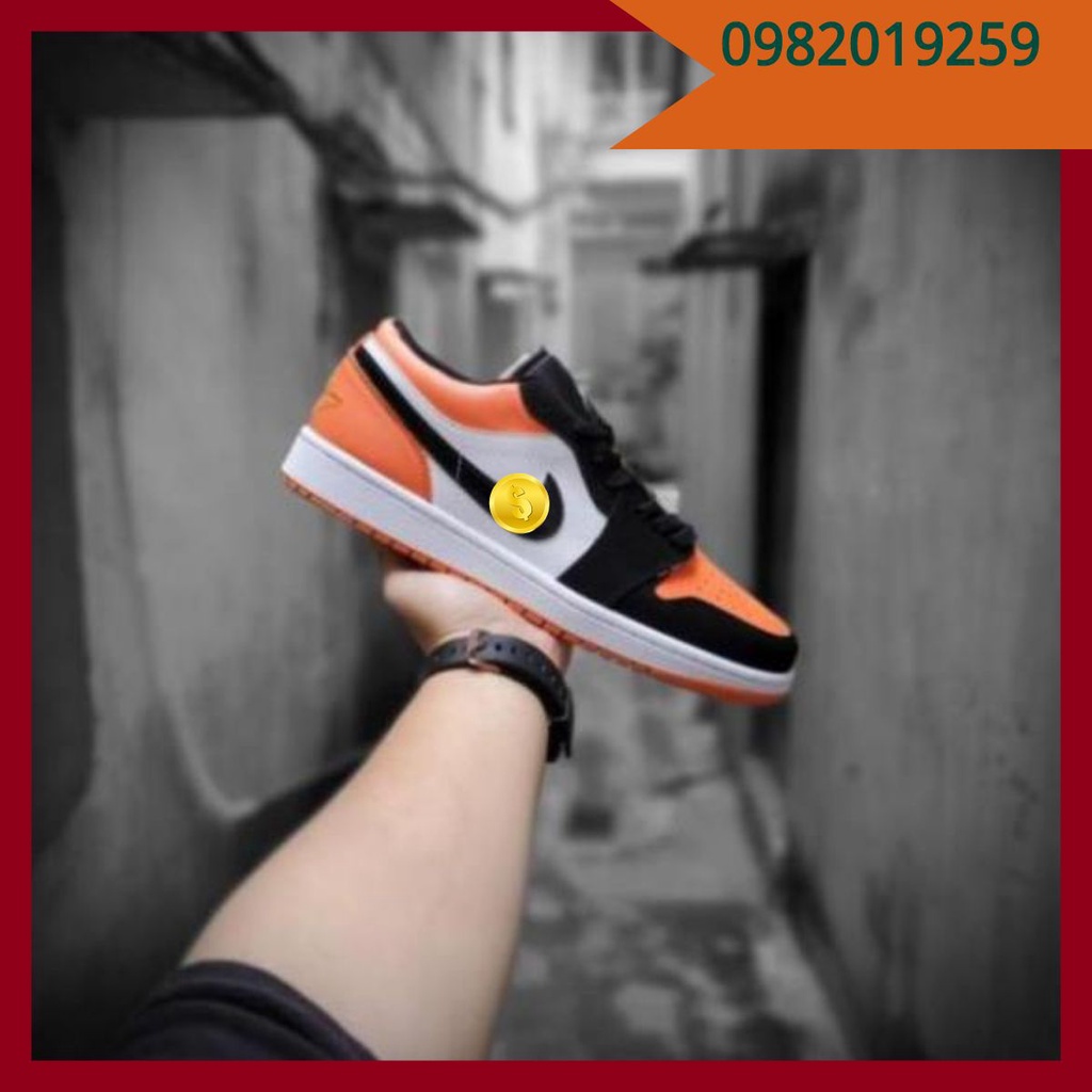 Giày SneakerFREESHIP Jordan 1 thấp cổ màu cam đen full box bill