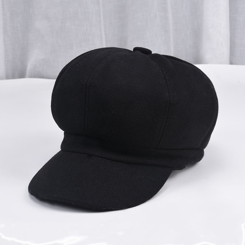 Mũ beret len màu đen thời trang thu đông cho nữ