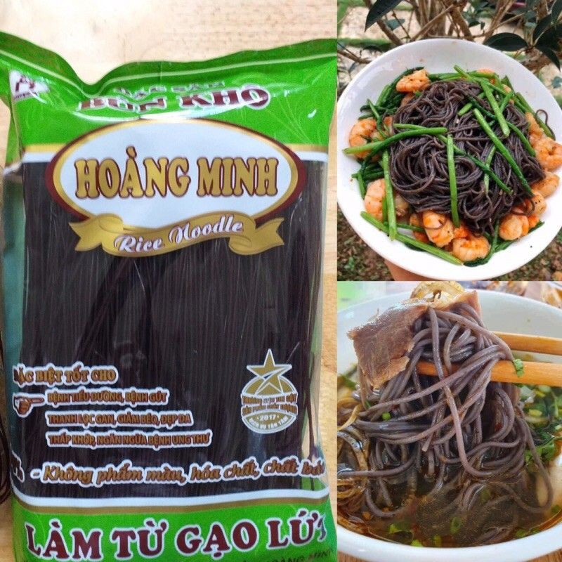 500g Bún/Phở gạo lứt đen nguyên cám healthy/eatclean