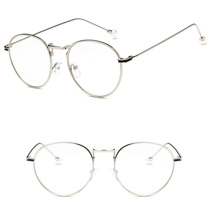 Kính gọng tròn to đính ngọc trai giả xinh xắn | BigBuy360 - bigbuy360.vn