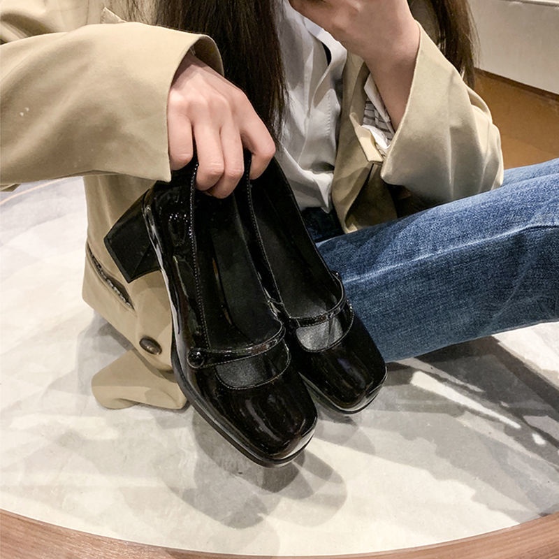 Giày cao gót Mary Jane Giày Cao Gót Thiết Kế Mới Thời Trang Mùa Xuân Theo Phong Cách Pháp