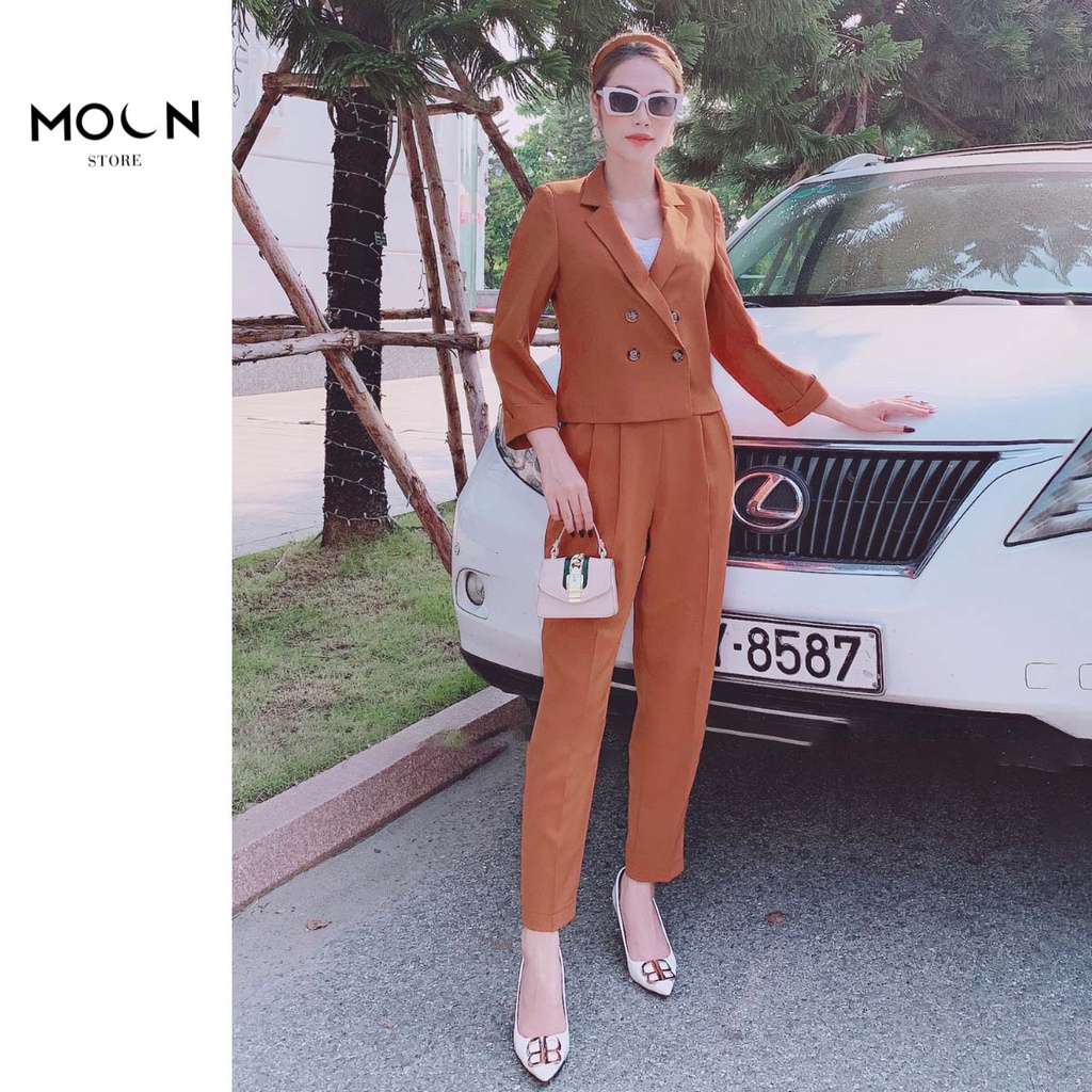 Áo khoác Blazer lửng công sở nữ 2 hàng khuy BVE01 MOON STORE