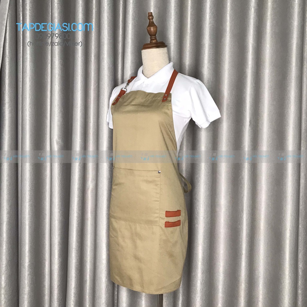 Tạp dề đồng phục cho Nam Nữ phục vụ vải kaki hàn quốc cao cấp