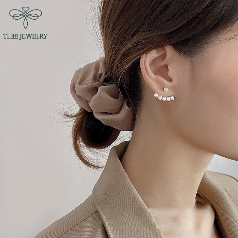 Khuyên tai bạc nữ TLEE ngọc trai nhân tạo dáng nữ tính TleeJewelry B0189