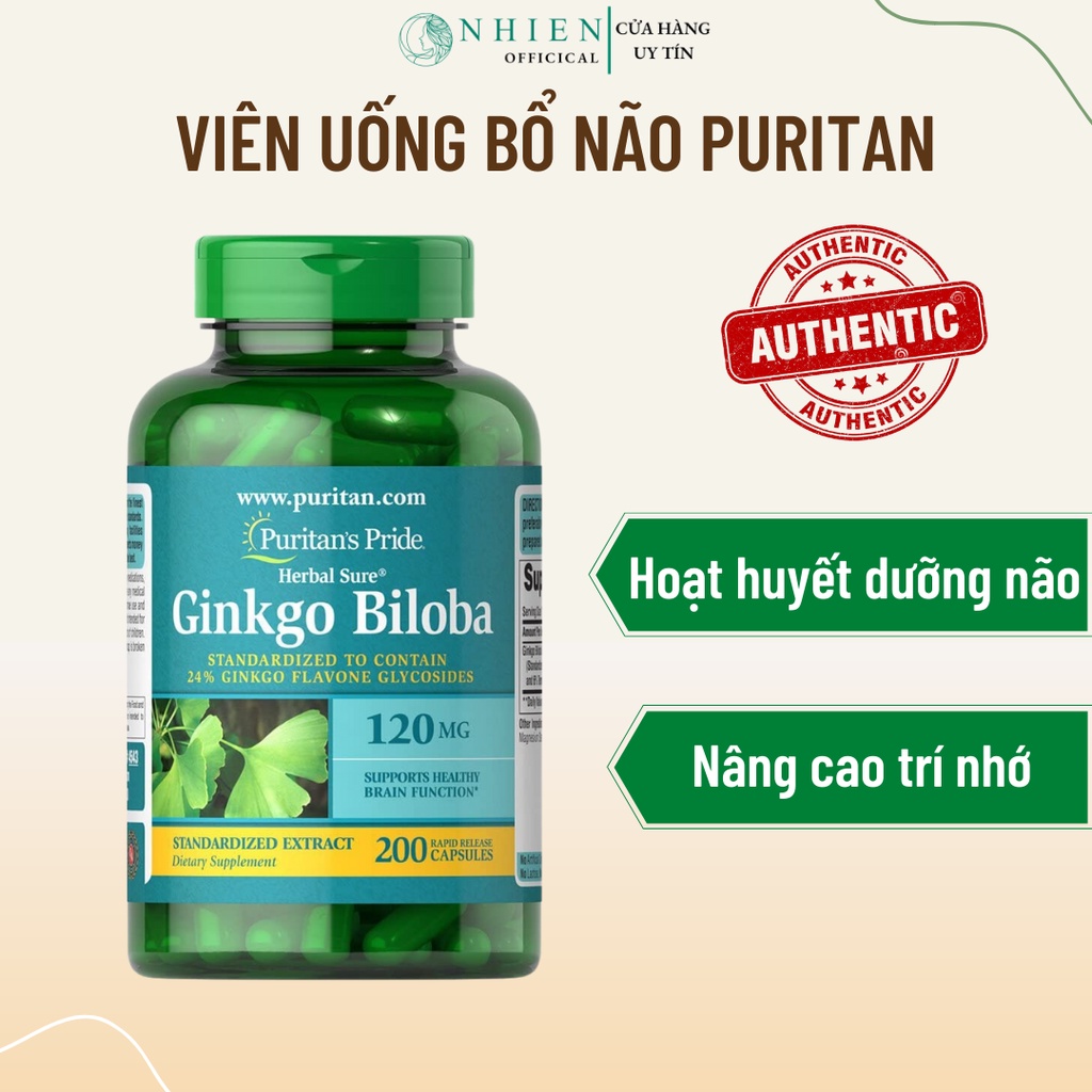 Viên uống bổ não Ginkgo Biloba Puritan’s Pride 120mg 100 viên/ 200 viên