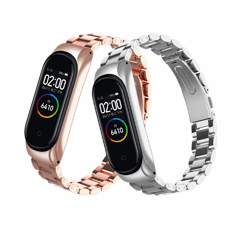 Dây Đeo Thay Thế Chất Liệu Kim Loại Dạng Lưới Thời Trang Cho Xiaomi Mi Band 7 6 5 Mi Band 3 4