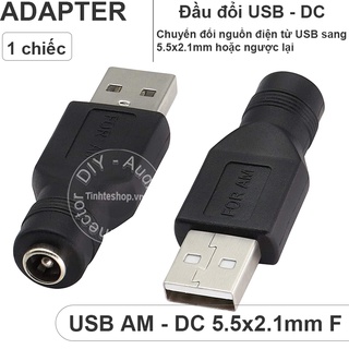 Đầu đổi nguồn USB AM sang DC 5.5x2.1mm cổng cái - hoặc ngược lại DC 5.5x2.1mm cái ra USB đực (1 chiếc)