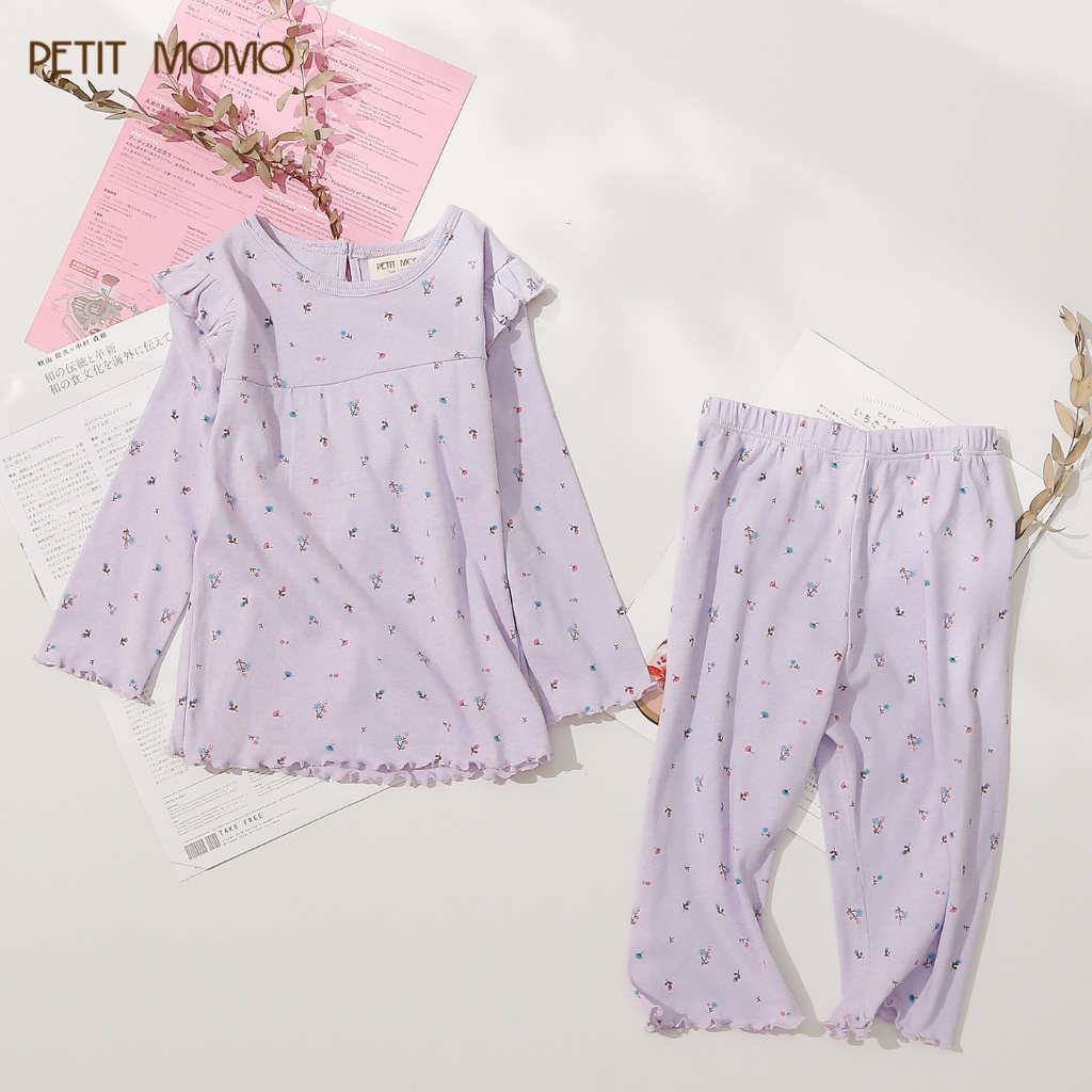 Bộ Quần Áo Bé Gái Mặc Nhà PETIT MOMO Vải Thun Cotton Mềm Mịn H122