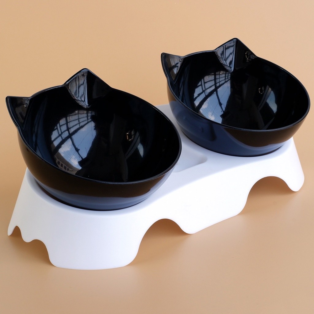 Bát Ăn Đôi Chống Gù Cho Mèo Chó Nhỏ Con Bằng Nhựa Cứng - BomPet
