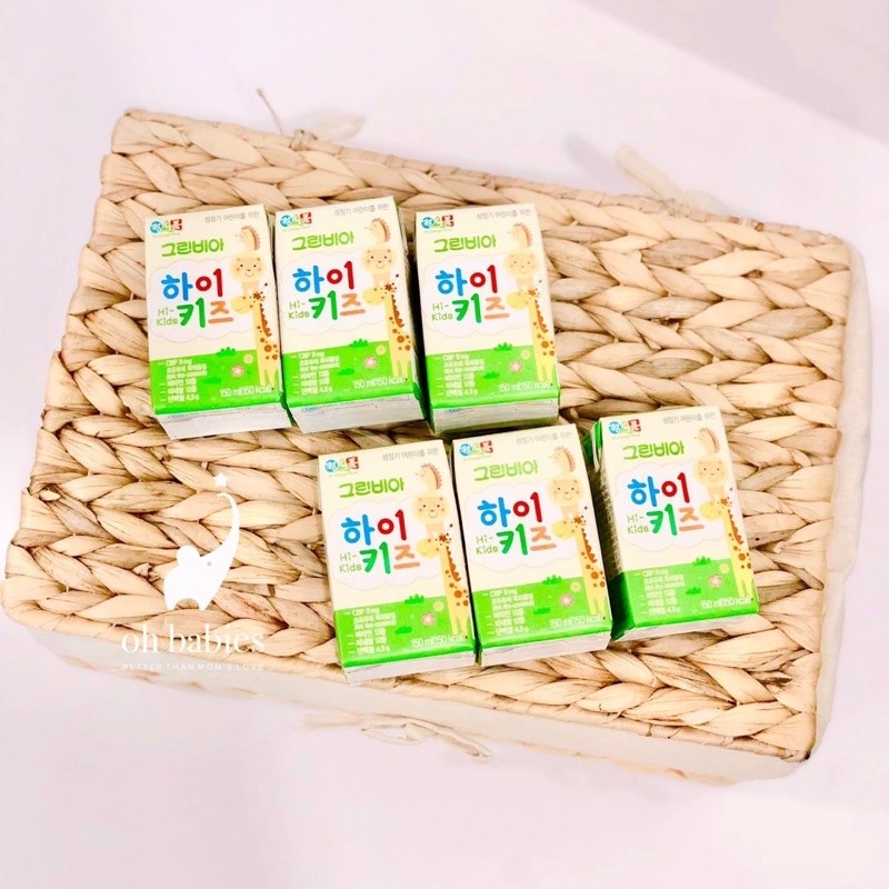 Sữa tươi Greenbia Kidmore 150ml cho bé từ 1y+ date 2023 - Set lốc 3 hộp [OH BABIES]