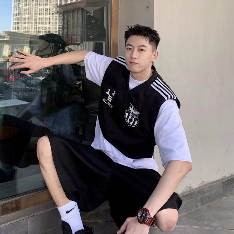 Áo Thể Thao Sát Nách Đệm Vai Phong Cách Hip Hop Hàn Quốc Thời Trang Cho Nam Size M-2Xl