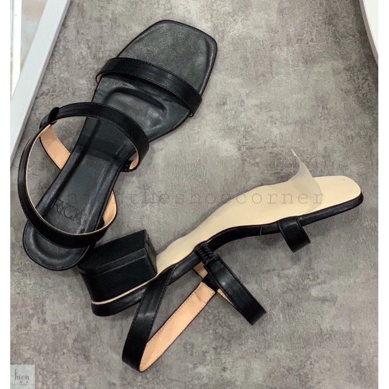 Giày sandal quai ngang gót thấp 3 phan quai thun tiện dụng