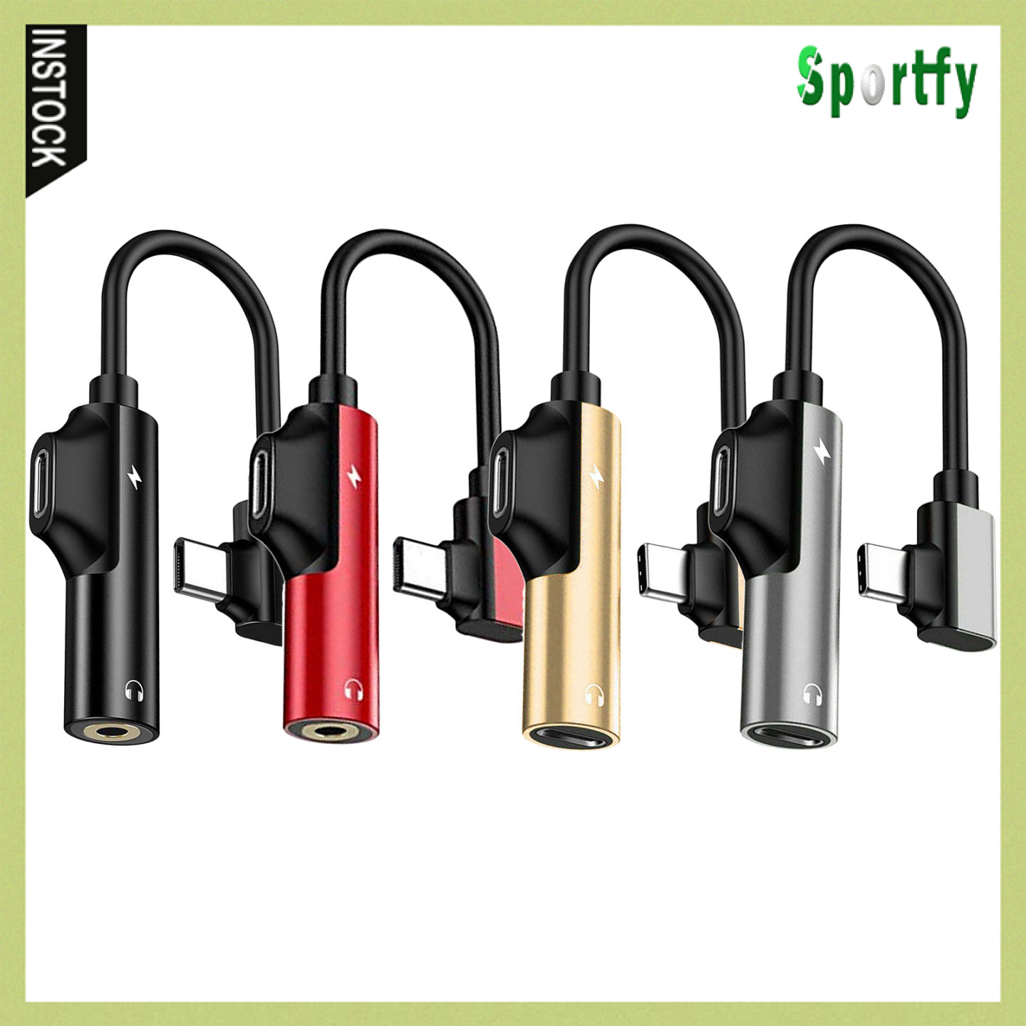 Sportfy 2-in-1 USB-C PD Headphone Jack Adapter for Aux Stereo Earphones