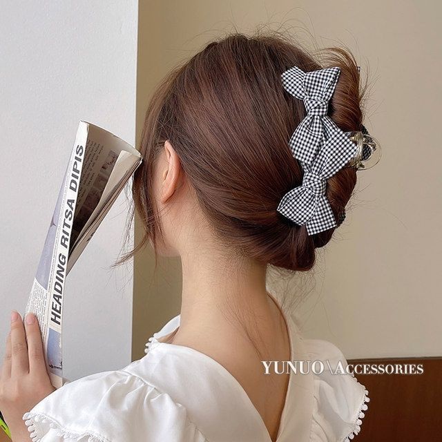 Kẹp tóc nơ lưới đen trắng thời trang cho nữ