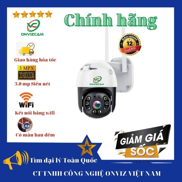 [RẺ VÔ ĐỊCH] Camera ngoài trời quay quét ONVIZCAM HK30/ CC8031 SỬ DỤNG APP CARECAMPRO bảo hành 12 tháng 3.0 mpx góc rộng