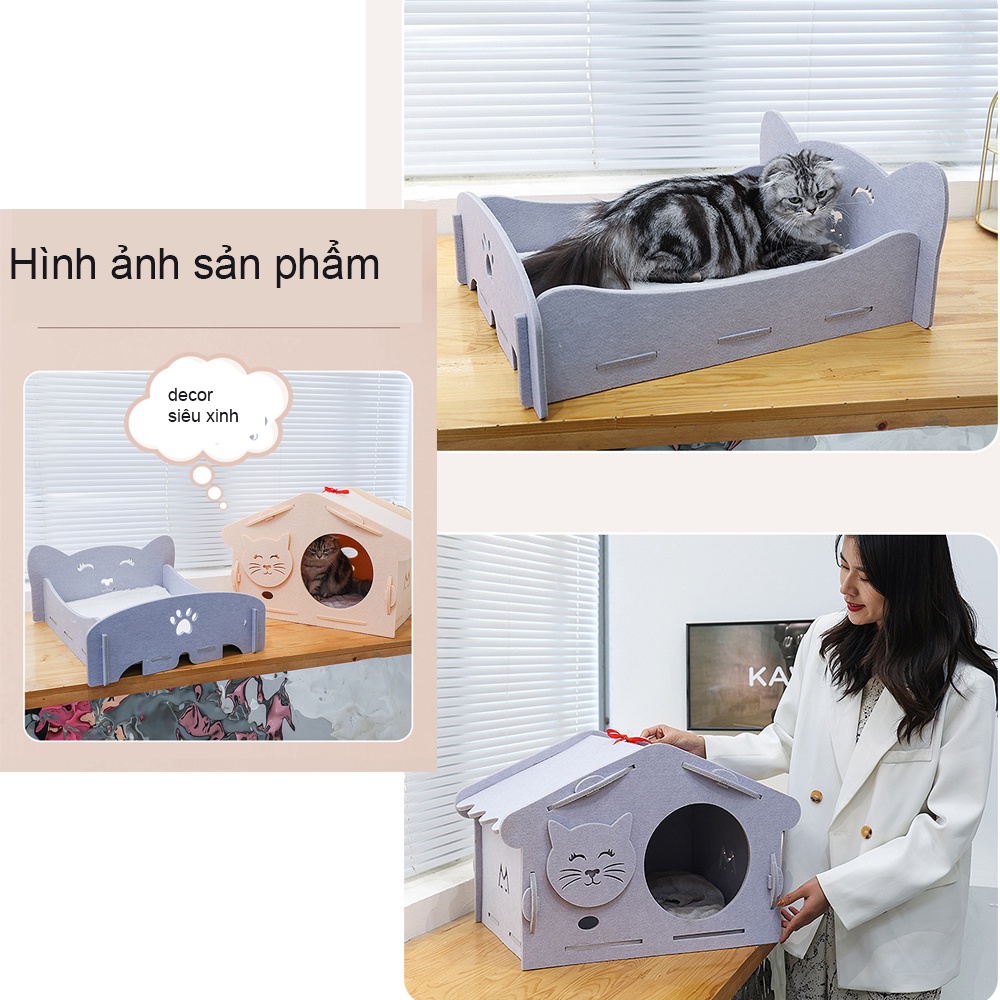 Giường cho mèo nằm Hipipet lắp ghép chất liệu Nỉ ép TA tháo rời gấp gọn giặt giũ dễ dàng